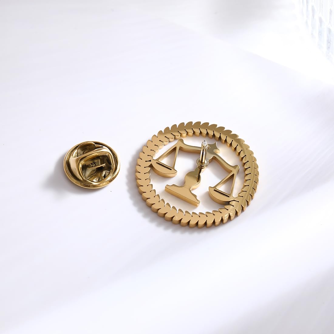 Metal Balance Badges Suit Brooch Libra Scales Brooches For Men (2pcs rose gold)