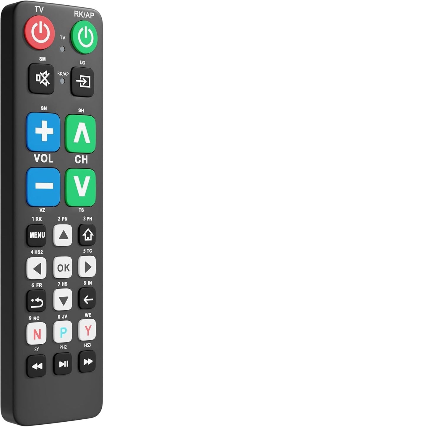 Big Button Universal TV Remote Simple Easy to Use, Great for Seniors, Works with Major TV Brands