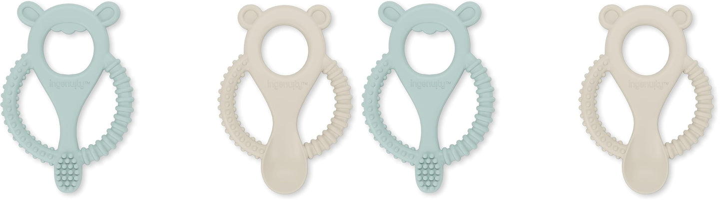 Ingenuity Gum Buddies Soothing Baby Multi-Stage Teether Toy BPA-Free Silicone, Ages 3 Months+, Unisex, 4-Pack