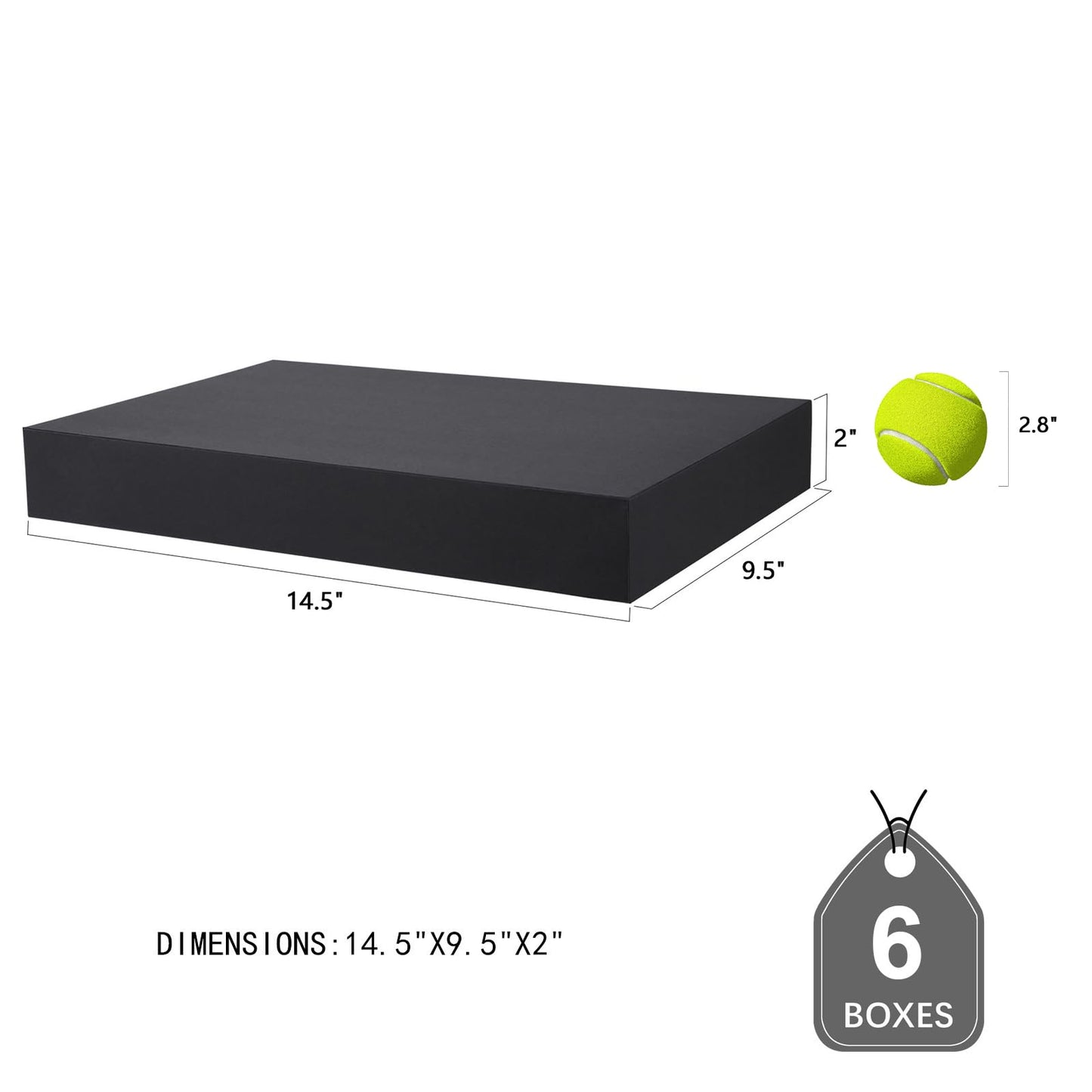 JINMING 6 Large Gift Boxes with Lids 14.5x9.5x2 Inches for Clothes, Black Gift Boxes, Apparel Boxes for Mother's Day, Father's Day and All Occasion