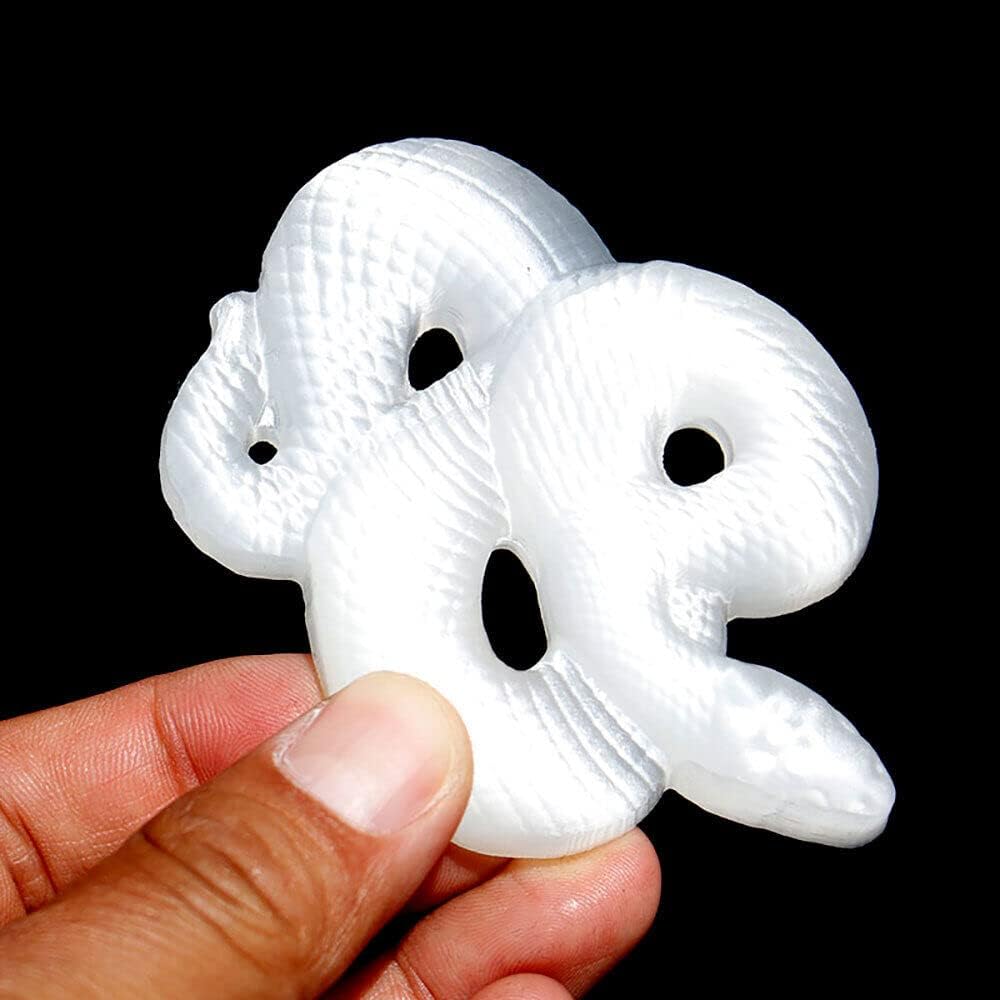 TEAMWILL 1PC Natural Selenite Snake Skull Carved Quartz Crystal Skull Reiki Healing