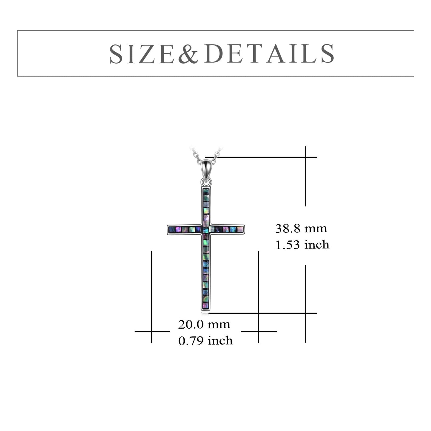 YFN Cross Necklace Sterling Silver Abalone Shell Cross Pendant Thin Cross Jewelry Gifts for Women Men