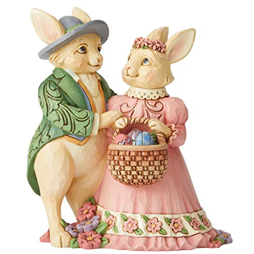 Jim Shore Hare's to Happiness Bunny Couple with Easter Basket Figurine 6006232