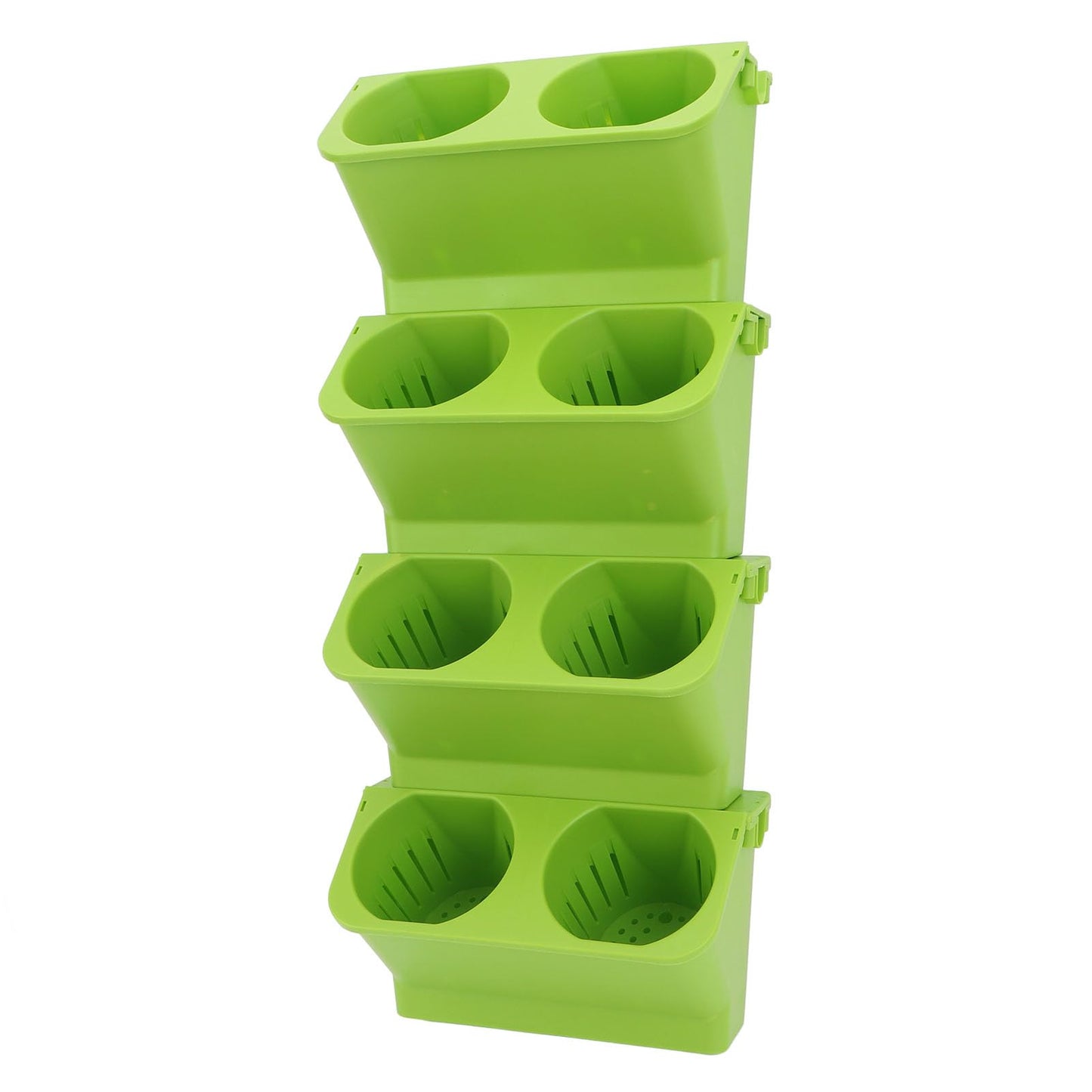 Fabater Self Watering Wall Planter, 4 Pack Stackable Vertical Hanging with Wall Mount Kit, Indoor Outdoor Flower Pots for Garden Home Balcony Decor (Green)