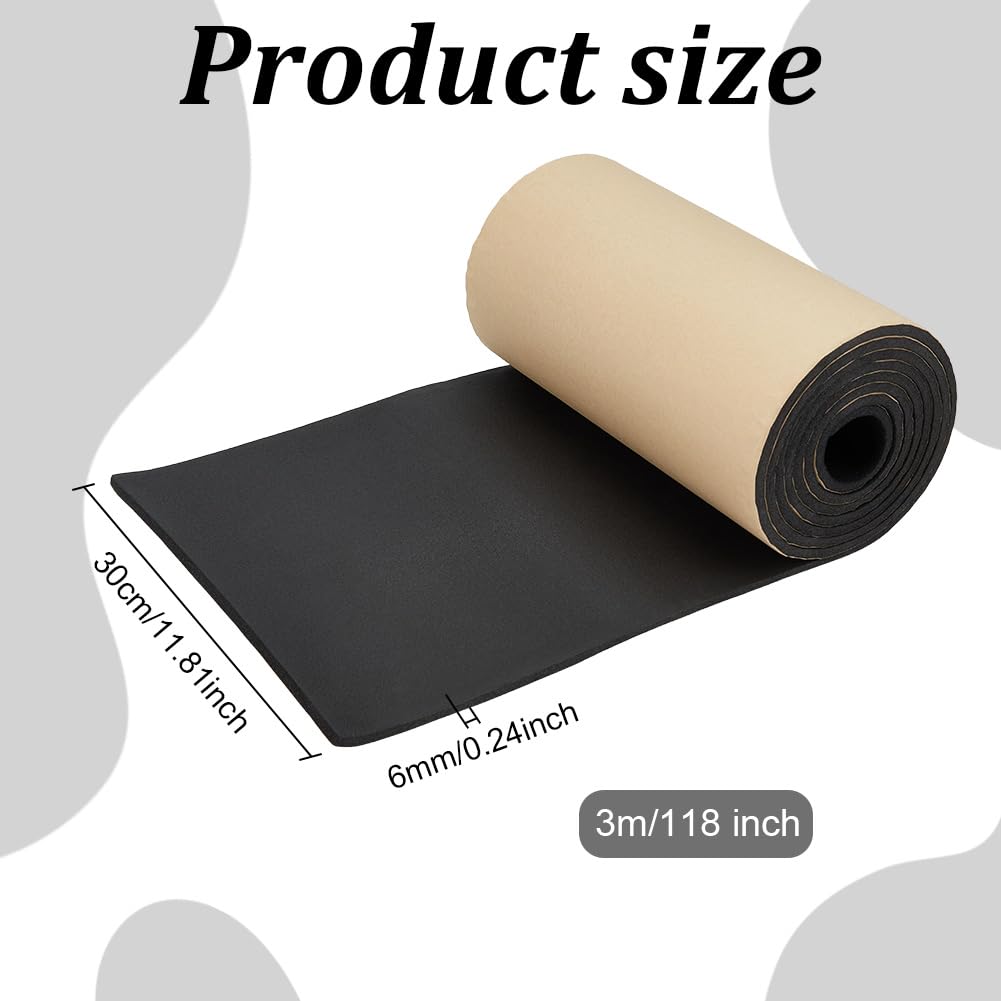 ACRNIGHEET Adhesive Foam Sheets, Closed Cell Foam Padding, 12" W x 1/4" T x 118" L Neoprene Foams Roll for DIY Gaskets Crafts Liner Pads Seals Multi-Function Soundproof Foams Pad