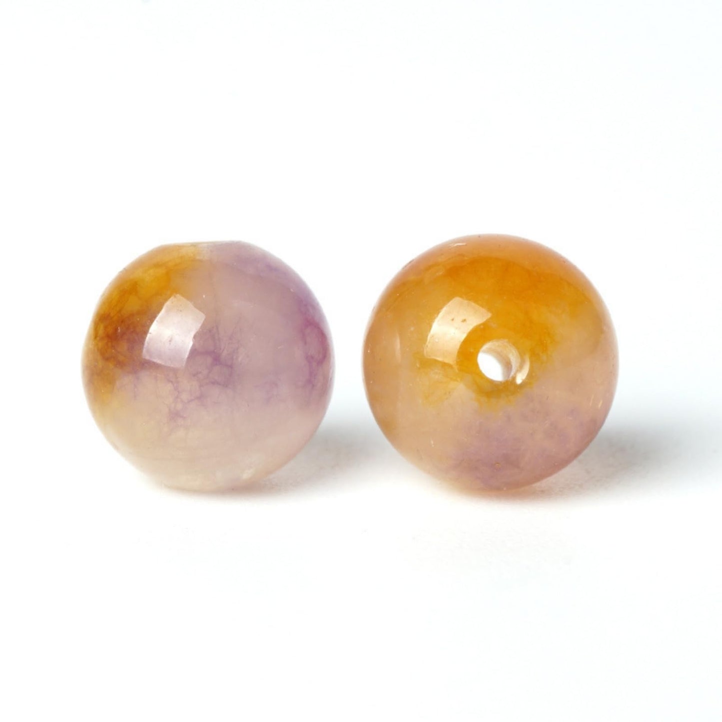 100Pcs Natural Stone Beads 6mm Puple Yellow Jasper Round Loose Gemstone Energy Healing Beads Hole Size 1mm DIY Smooth Beads for Bracelet Necklace Earrings Jewelry Making