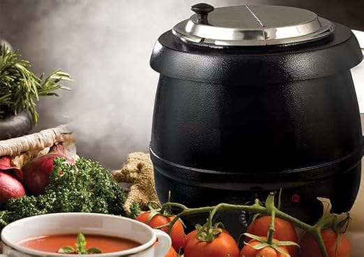 Winco Electric Soup Warmer, 10.5-Quart,Black & FW-S500 Commercial Portable Steam Table Food Warmer 120V 1200W,Stainless Steel,Large