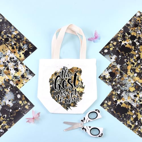 Tintnut Black Gold Splash Heat Transfer Vinyl - 6 Sheets 10"x12"Watercolor HTV Patterned HTV Iron On Vinyl for T-Shirts Hats Clothes - color: Black Gold-6pcs
