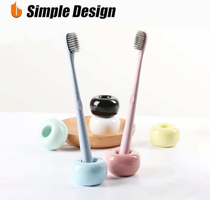 Urbanstrive Sleek Mini Ceramics Toothbrush Holder Stand for Bathroom Vanity Countertops, Black