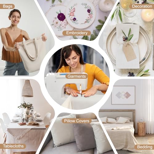 PEASUG 100% Cotton Muslin Fabric, 63 Inch X 5 Yards Unbleached Muslin Fabric By The Yard, Medium Weight Draping Fabrics Suitable for Sewing Embroidery, Garments, Crafts Material-Natural - color: Natural Unbleached, size: 5 Yards