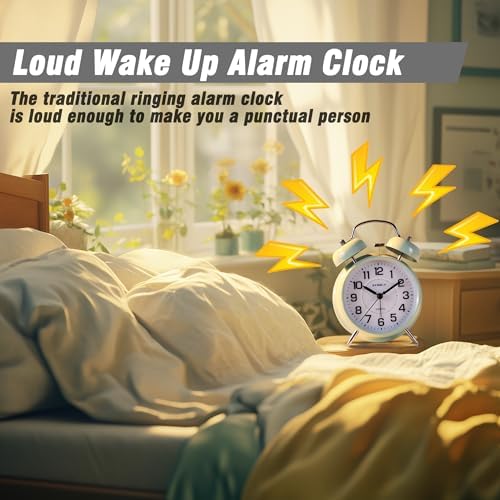 AYRELY?? Super Loud Twin Bell Alarm Clock for Heavy Sleepers,4.5 Inch