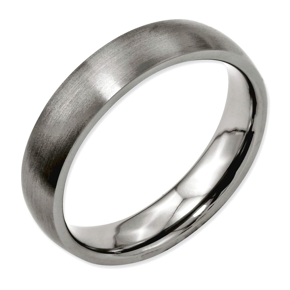 JewelryWeb Titanium Half Round 5mm Brushed Band Ring Size 8 Ring for Women and Men