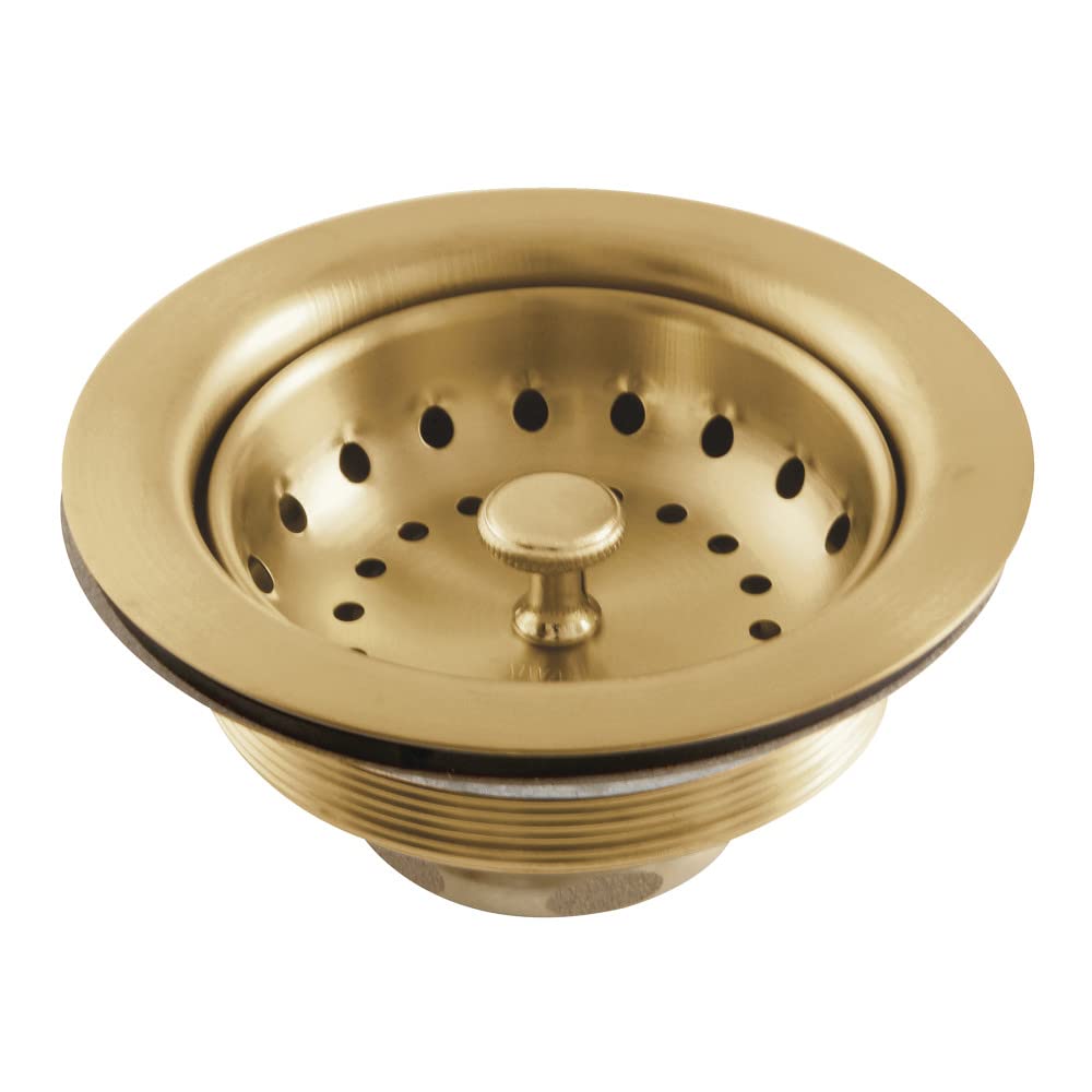 Kingston Brass K111BBB Tacoma Stainless Steel Kitchen Sink Basket Strainer, Brushed Brass