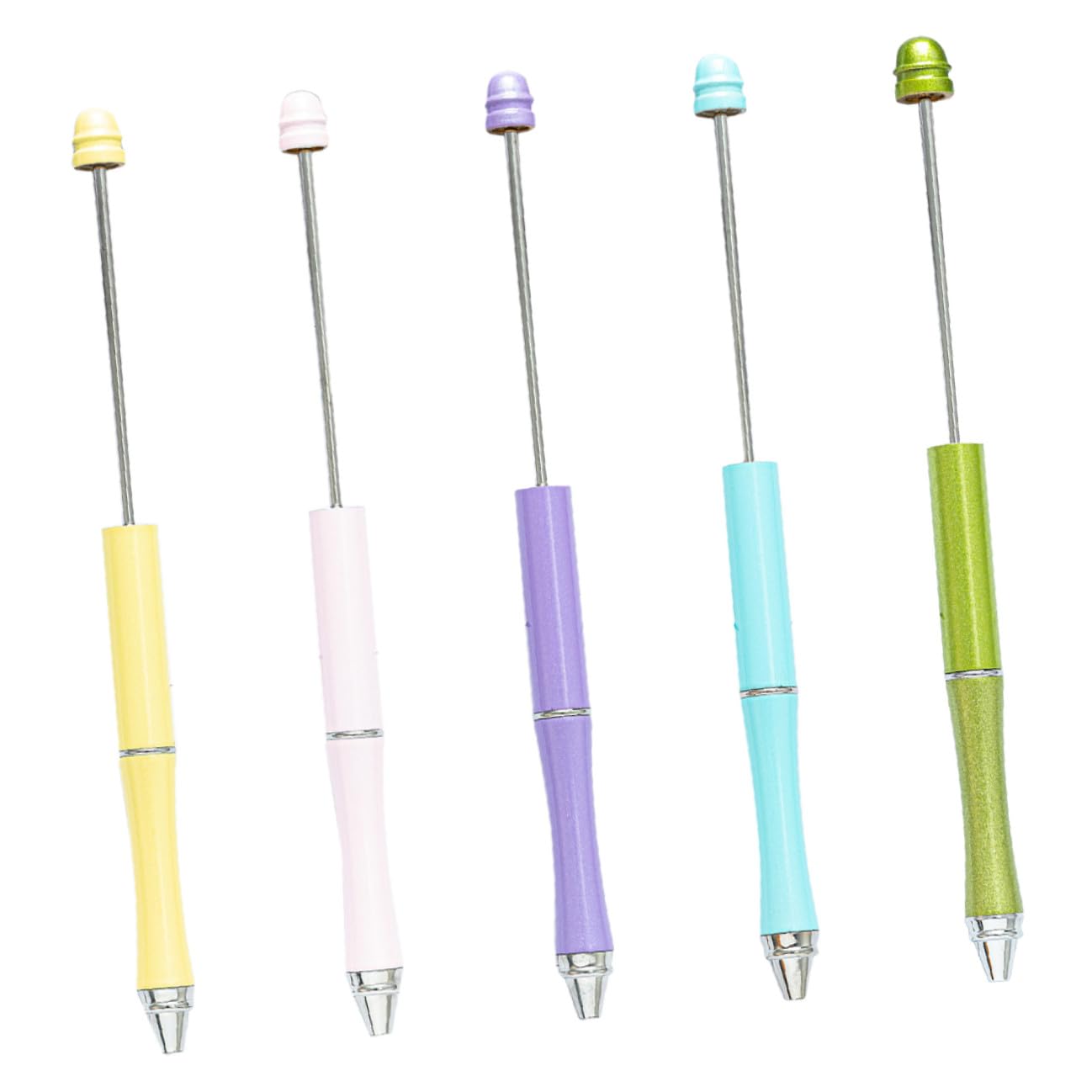 OSOLADY 5pcs Metal Ballpoint Pens Beaded DIY Craft Pen Set for Office School Daily Writing Adult and Household Use