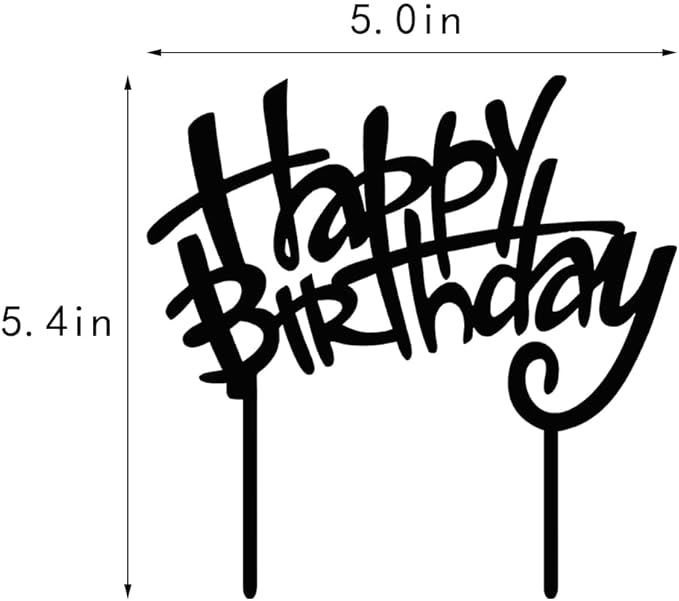 Black Acrylic Happy Birthday Cake Topper