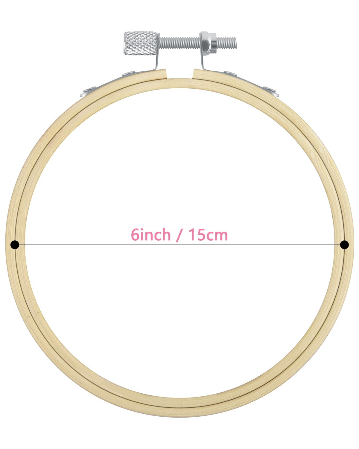 TINDTOP 16 Pieces 6 Inch Embroidery Hoops, Bamboo Frame Circle Cross Stitch Hoop Ring Embroidery Hoops Set for Embroidery and Cross Stitch