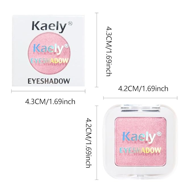 evpct Pink Single Eyeshadow Palette, Bright Light Pink Rose Glitter Shimmer Sparkle Cream Eye Shadow Palette Makeup for Older Women, High Pigment Waterproof Monochrome Mini Eyeshadow Makeup Products