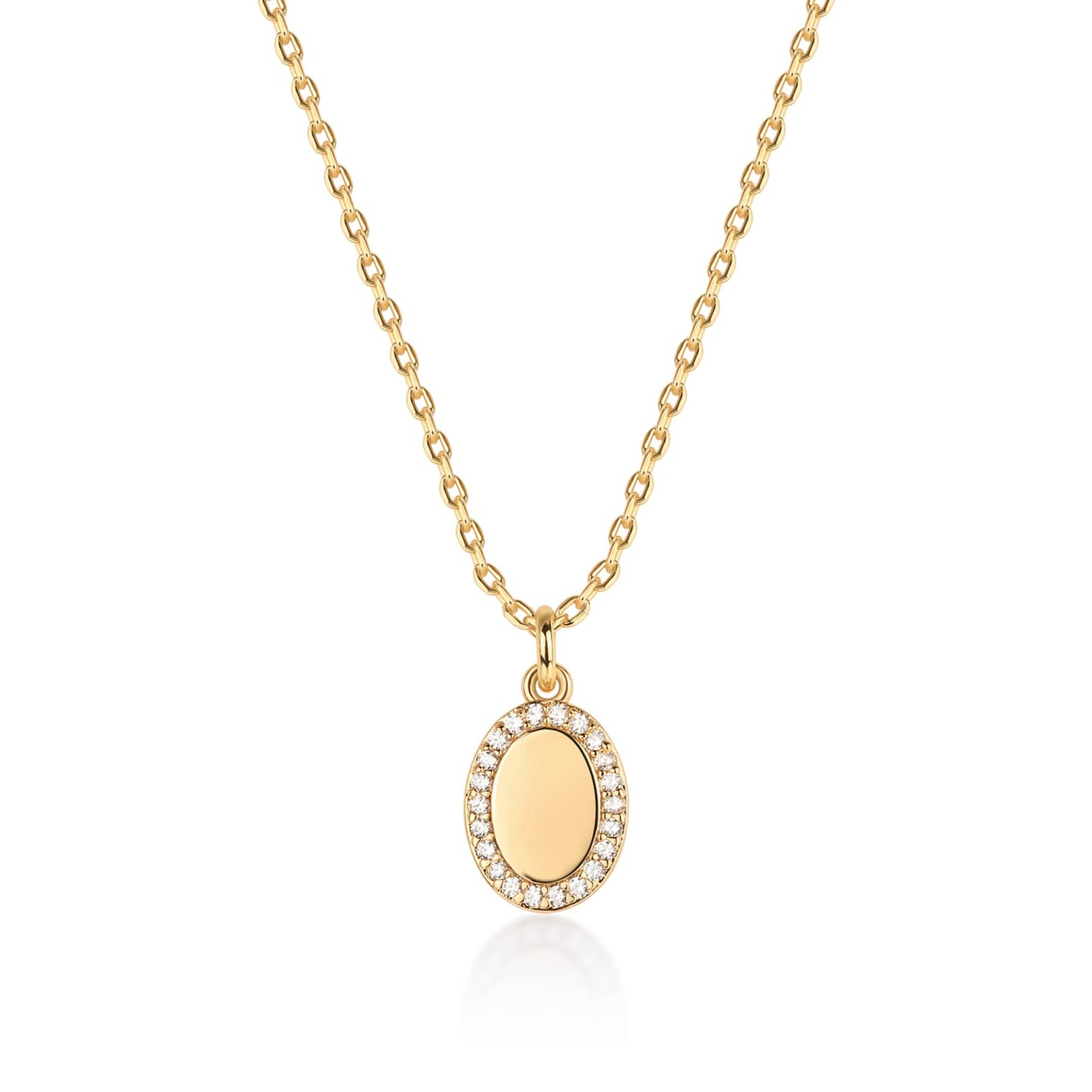 PAVOI 14K Gold Plated Pendant Necklace l Necklaces for Women (Oval, Yellow Plated)