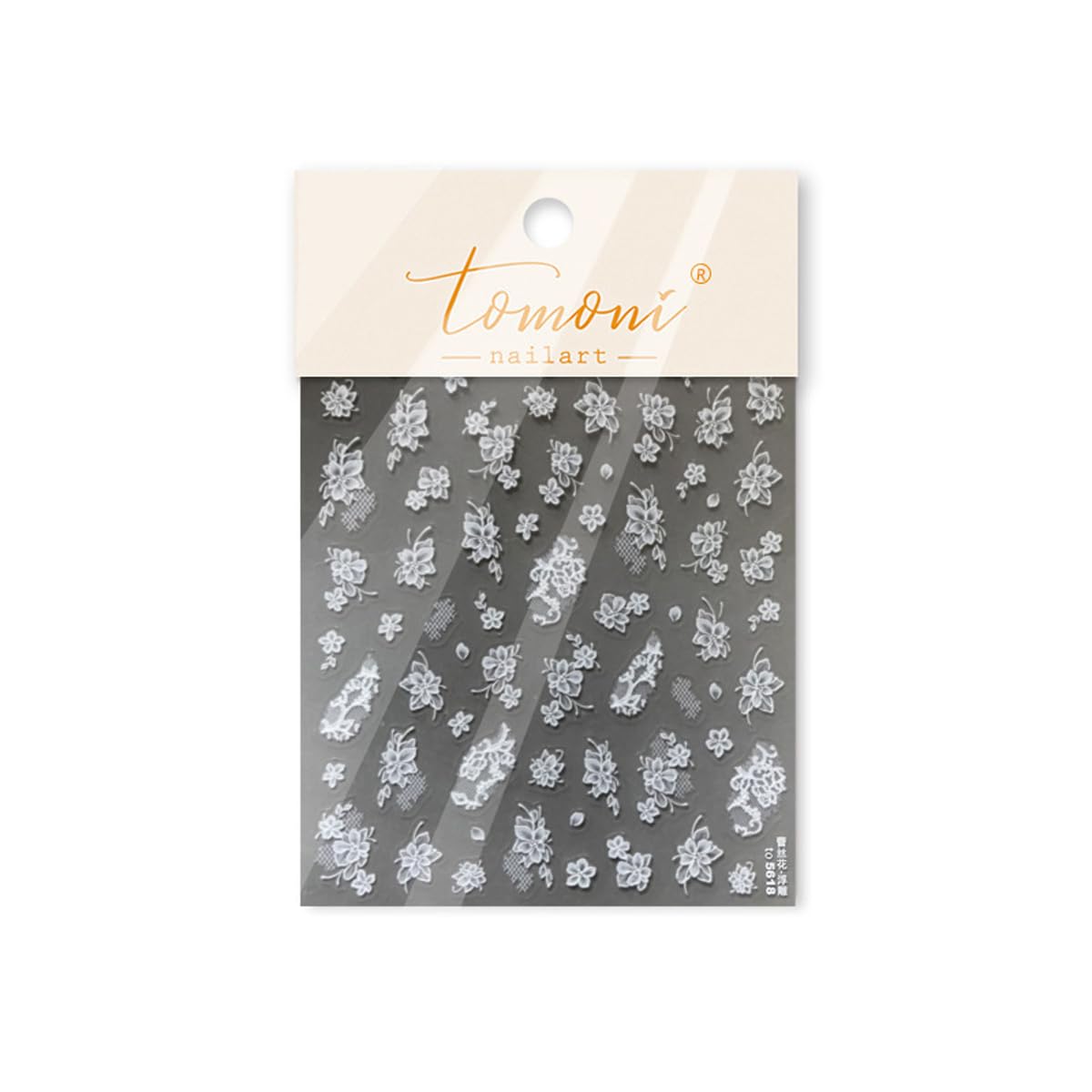 White Floral Lace Nail Stickers Spring - Elegant Self-Adhesive Nail Art Decals for Women, DIY Manicure Supplies 1 Sheet
