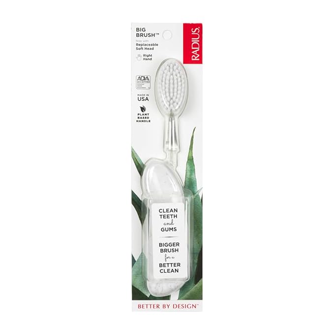 RADIUS Big Brush with Replaceable Head BPA Free & ADA Accepted Toothbrush Designed to Improve Gum Health & Reduce Gum Issues - Right Hand - Marble - Pack of 1