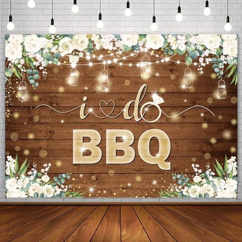 AIBIIN 8x6ft I Do BBQ Backdrop for Adults Men Women Couples Engagement Bridal Shower Boho Wedding Rustic Wooden Photography Background Baby Shower Birthday Party Decorations Banner Photo Booth Props - size: 8x6ft
