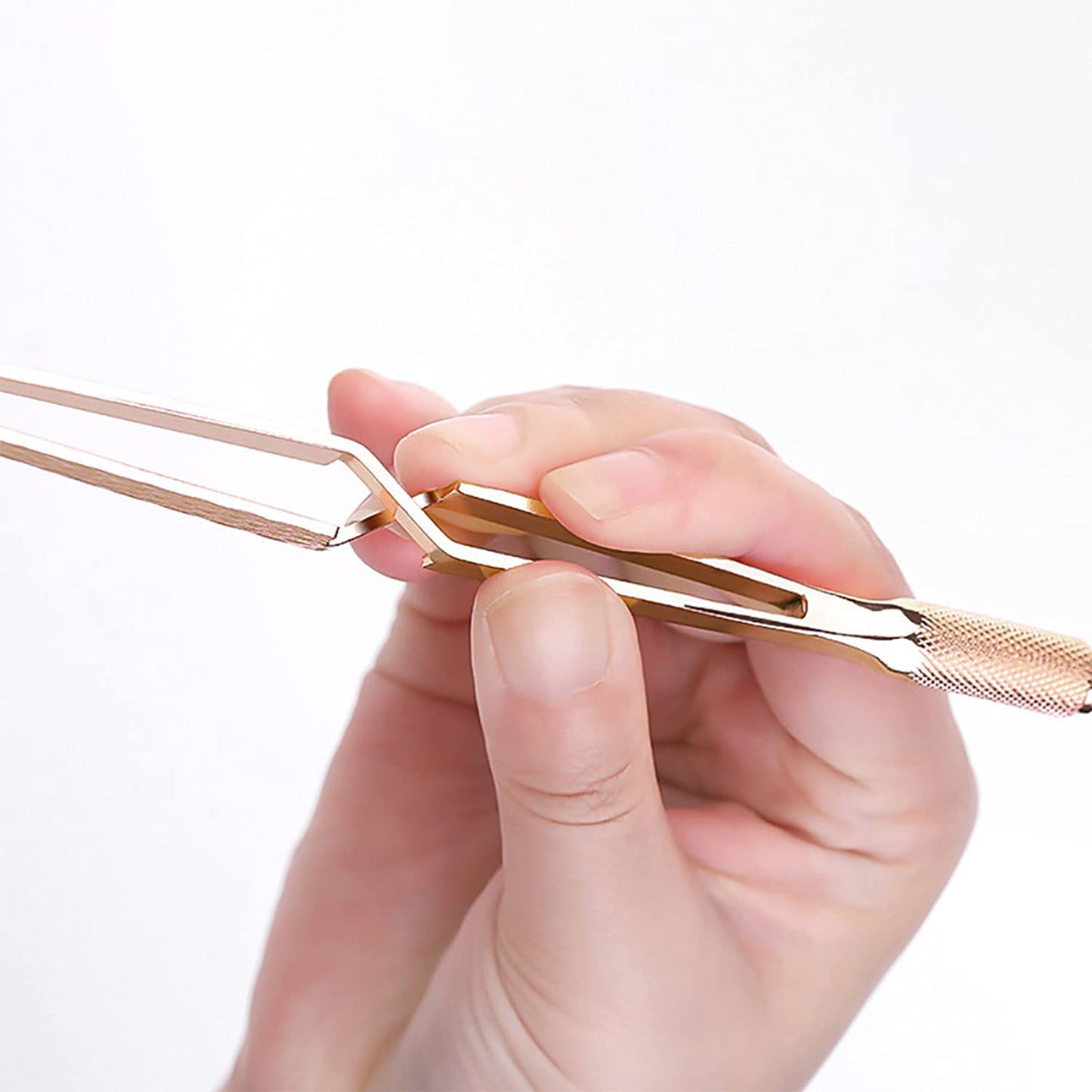 SILPECWEE 2Pcs Nail Pinching Tool C Curve Nail Extension Clips Metal Cuticle Pusher Nail Scraper Gel Nail Polish Remover False Nails Shaping Tweezers Multi-Function Manicure Tools (Gold)