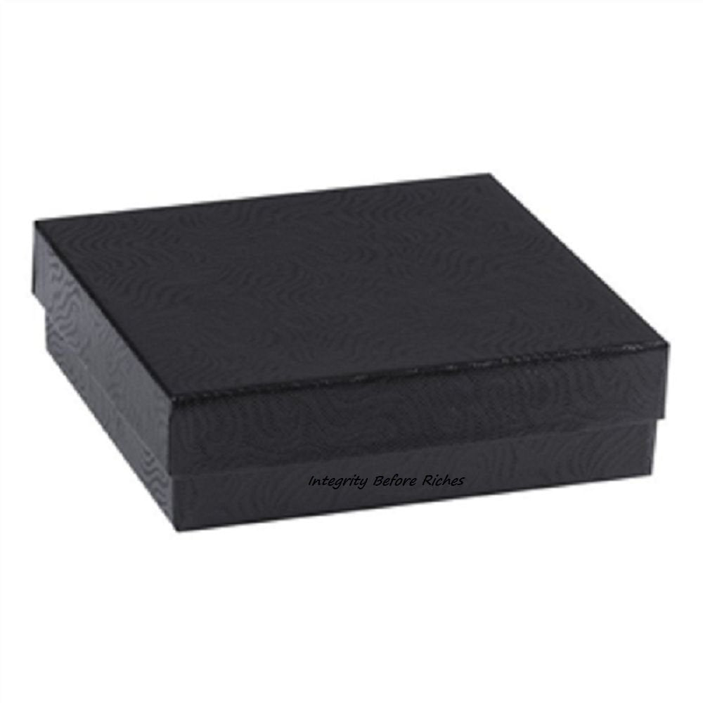 RJ Displays- 12 Pack Cotton Filled Cardboard Paper Jewelry Box with snug-fitting lids. Gift Case for Bracelets, Bangle, Necklaces, Brooch and Watches - Size: 3 1/2" x 3 1/2" x 1" (Black)