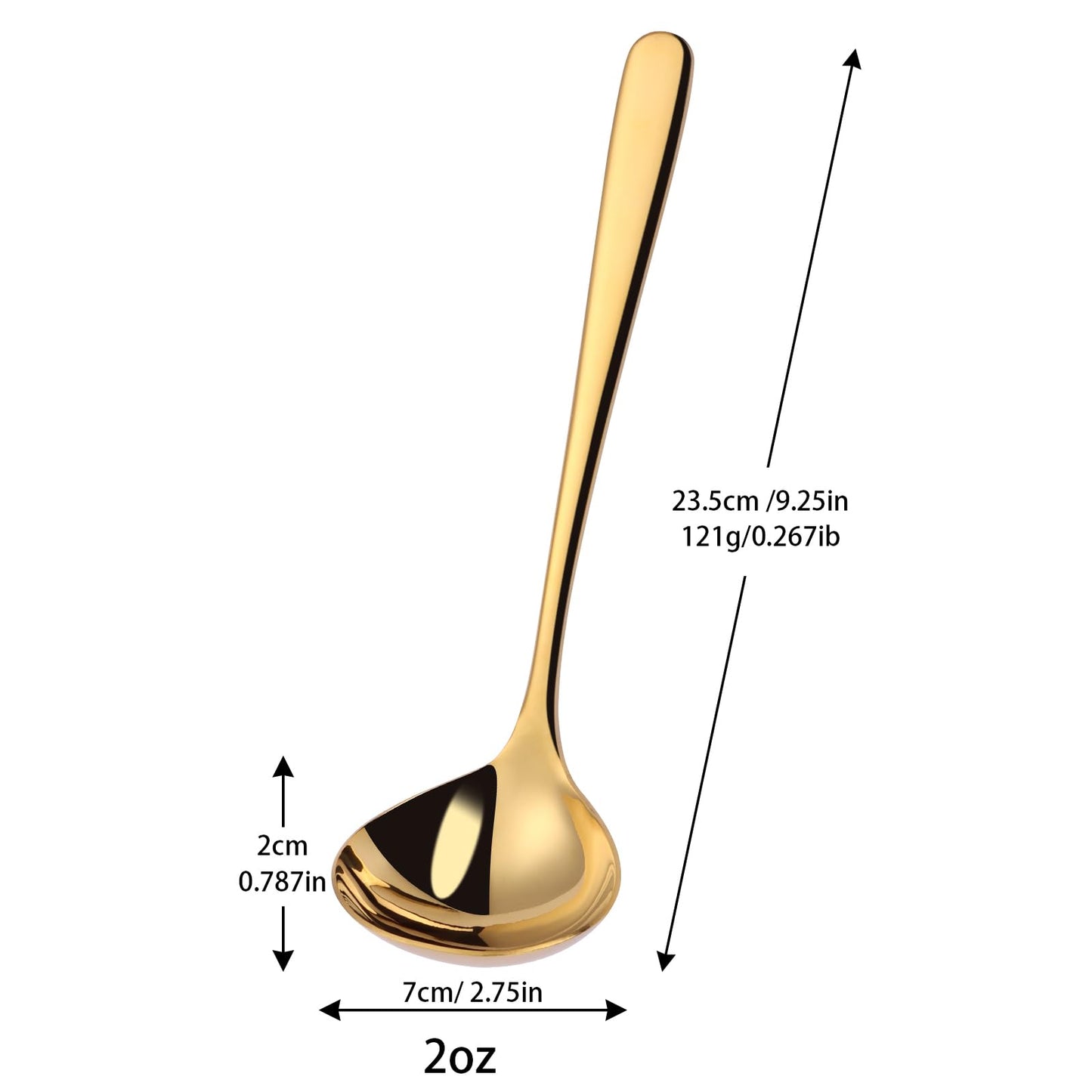 Mafier 9.5 Inch Gold Ladle Spoons SUS304 Stainless Steel Soup Ladle 2 oz. Gravy Sauce Kitchen Ladle for serving(Set of 2)