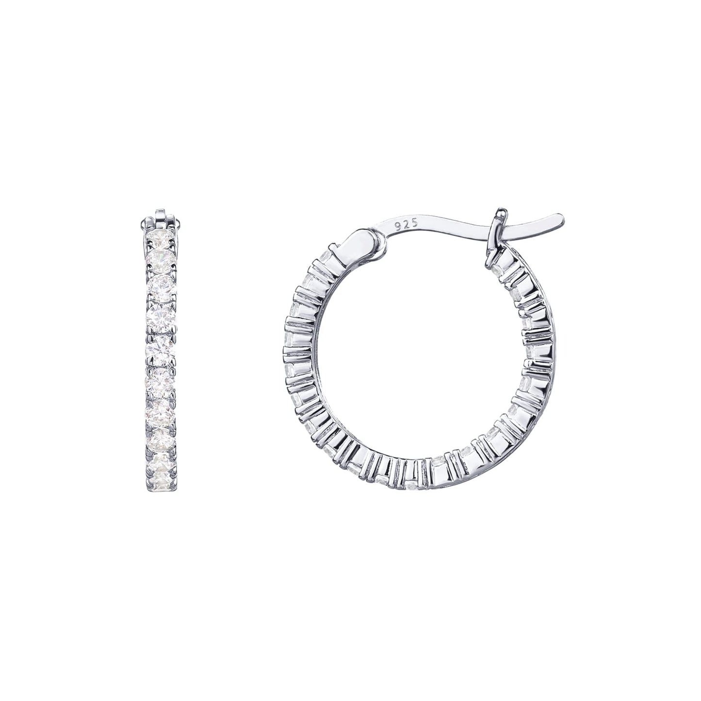 PAVOI 14K Gold Plated 925 Sterling Silver Post Cubic Zirconia Hoop Earrings | White Gold Hoops