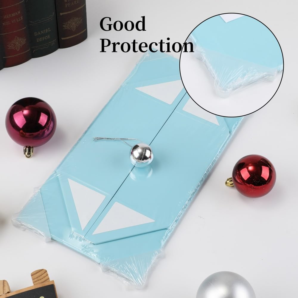 PACKGILO 1 Pcs Blue Gift Box Large 13x11x5.3 Inch Large Gift Boxes with Lids for Presents Magnetic Box with Crinkle Paper Luxury Bule Box with Shredded Paper