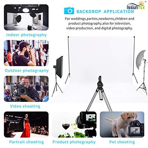 ISSUNTEX 5X7 ft Background Muslin Backdrop, Photo Studio, Collapsible High Density Screen for Video Photography and Television-White - color: White, size: 5X7 ft