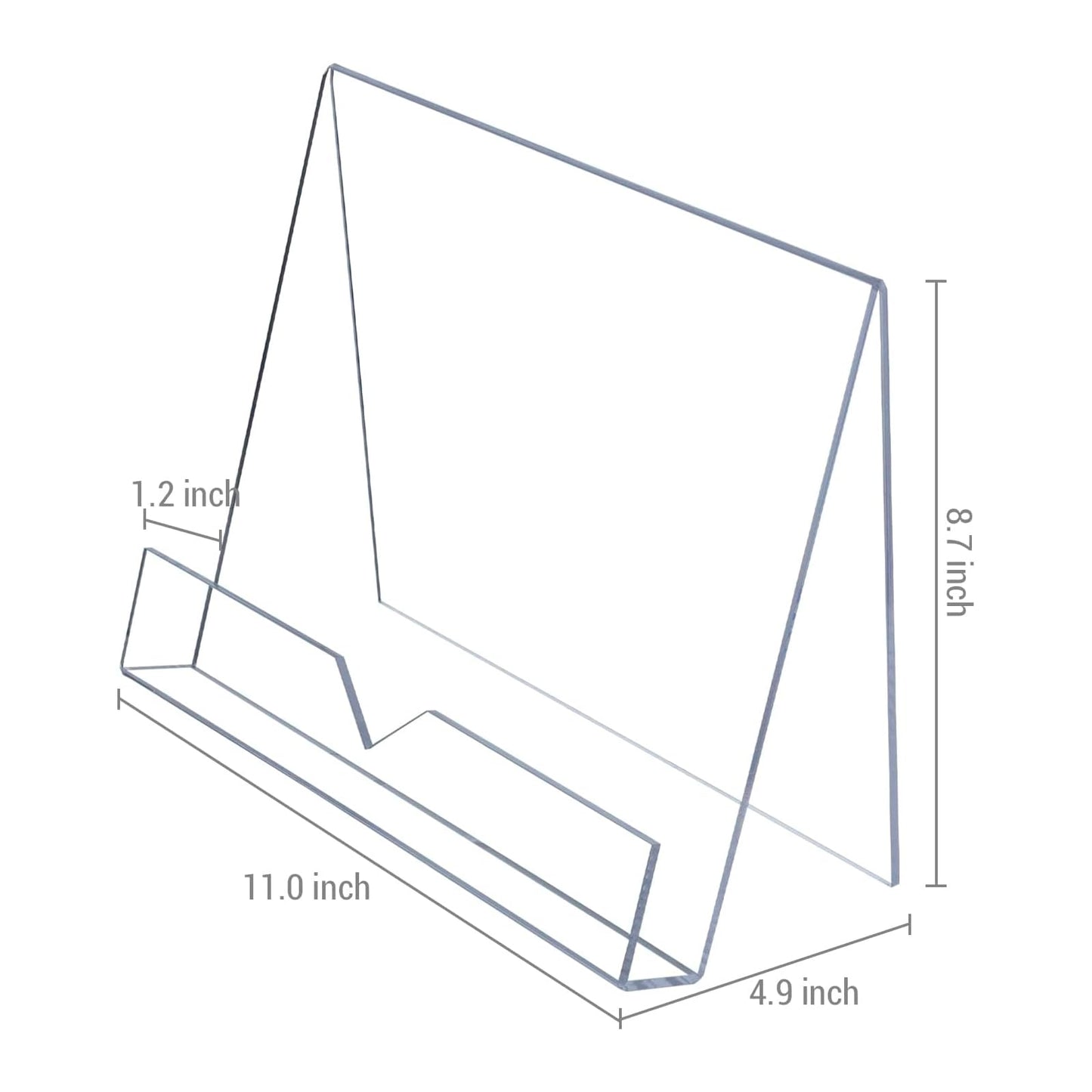 MyGift Modern 4 mm Premium Clear Acrylic Cookbook Holder, Recipe Book Stand, Magazine Display Rack, Set of 2