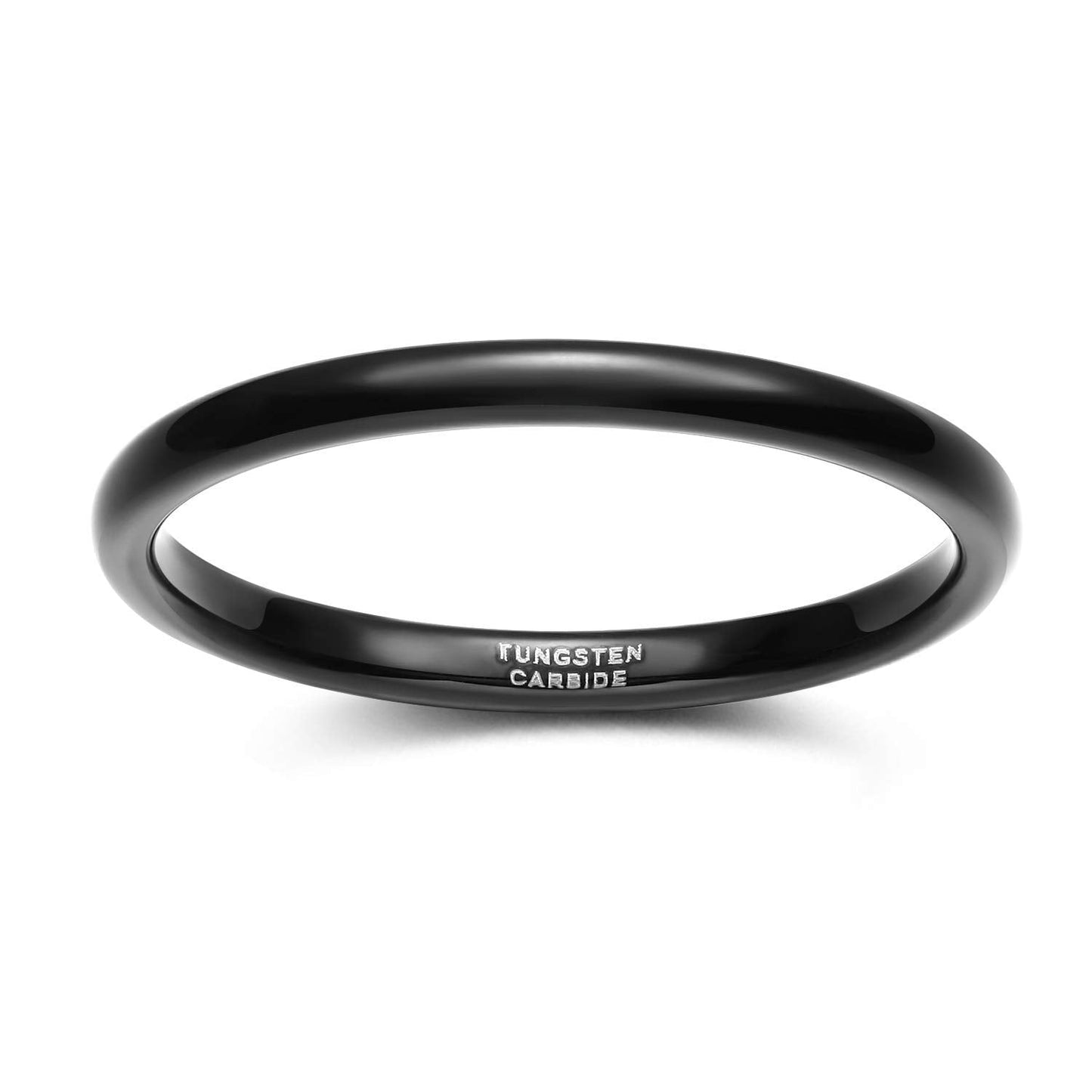 TRUMIUM 2mm Tungsten Rings for Women Men Thin Wedding Bands Engagement Promise Wedding Ring Beveled Edges Plain Domed Size 10
