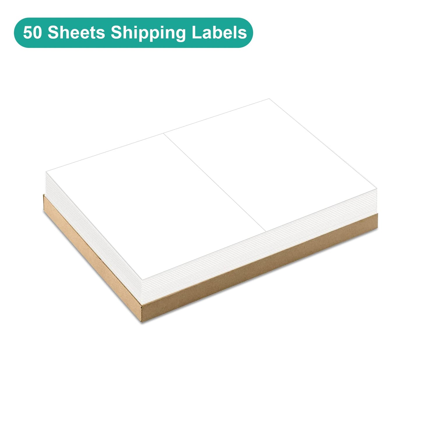 MFLABEL Half Sheet Shipping Labels - 100 Self Adhesive Sticker Sheets for Laser & Inkjet Printers, Waterproof & Smudge-Free, with 12 Free Fragile Labels for Packaging, Shipping and Crafting