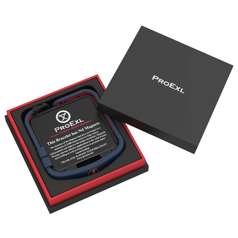 ProExl 18K Sports Magnetic Bracelet - Waterproof - Breathable Strap - Power & Energy - Blue Red