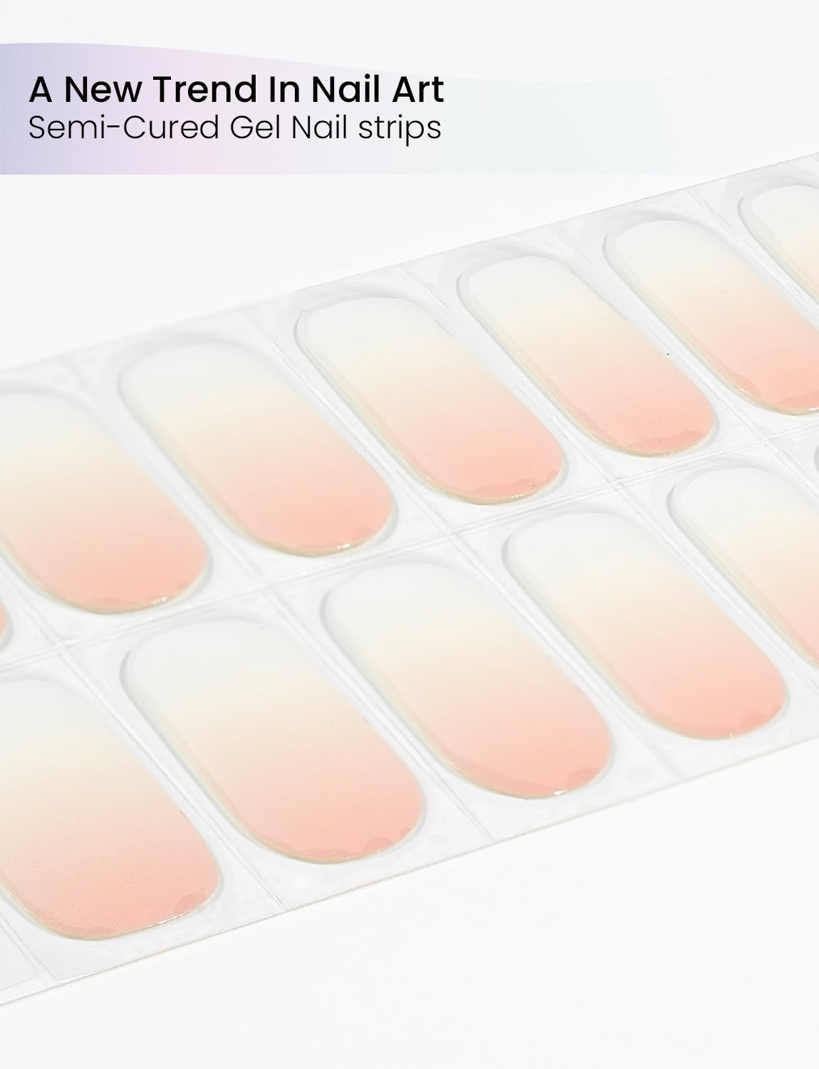 Oauee Semi Cured Gel Nail Strips | Built-In Gel Top Coat | UV Light Required | Salon Quality, Easy Application And Removal (Sunset Nectar)