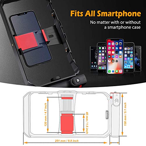 Zeadio Smartphone Video Cage Rig, Filmmaking Vlogging Case, Phone Stabilizer Tripod Mount with Wireless Remote Shutter Fits for All iPhone and Android Smartphones - style: Basic Version