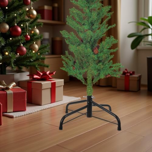 Amosfun Metal Christmas Tree Stand 0.75 Inch Foldable Tree Holder Support Base Bracket Christmas Party Supply 13.77 x 13.77 x 4.96 Inch