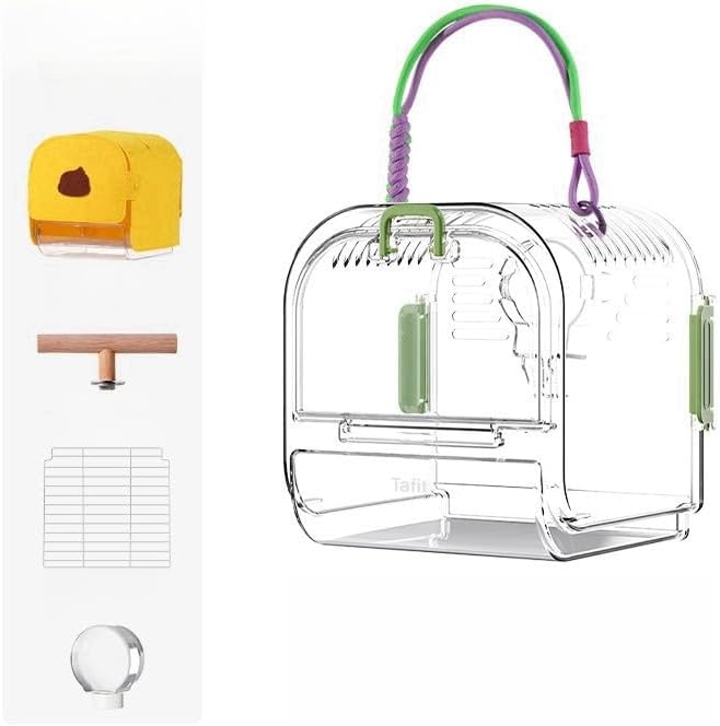 Portable Plastic Bird Cages Lightweight Waterproof Ventilated Travel Bird Cage for Pets Ideal for Outdoor Use Easy to Carry Bird Carrier Perfect for Small Birds and Budgies (Yellow)