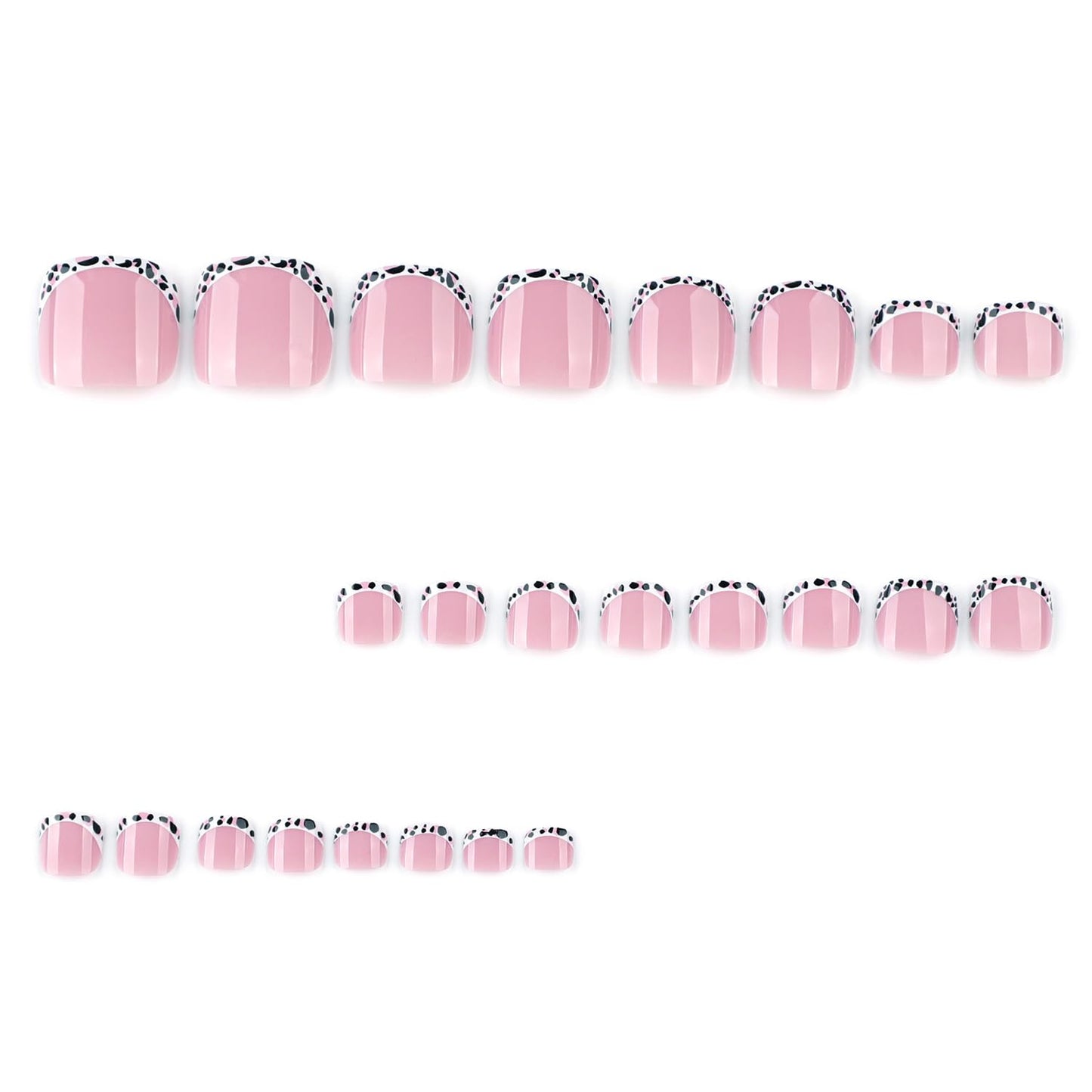 FIEONCIY 24pcs Press-on Square Acrylic False Nails Set with Glue, French & Leopard Designs, Spring & Summer Themed, Full Cover Nails, Women's DIY Manicure
