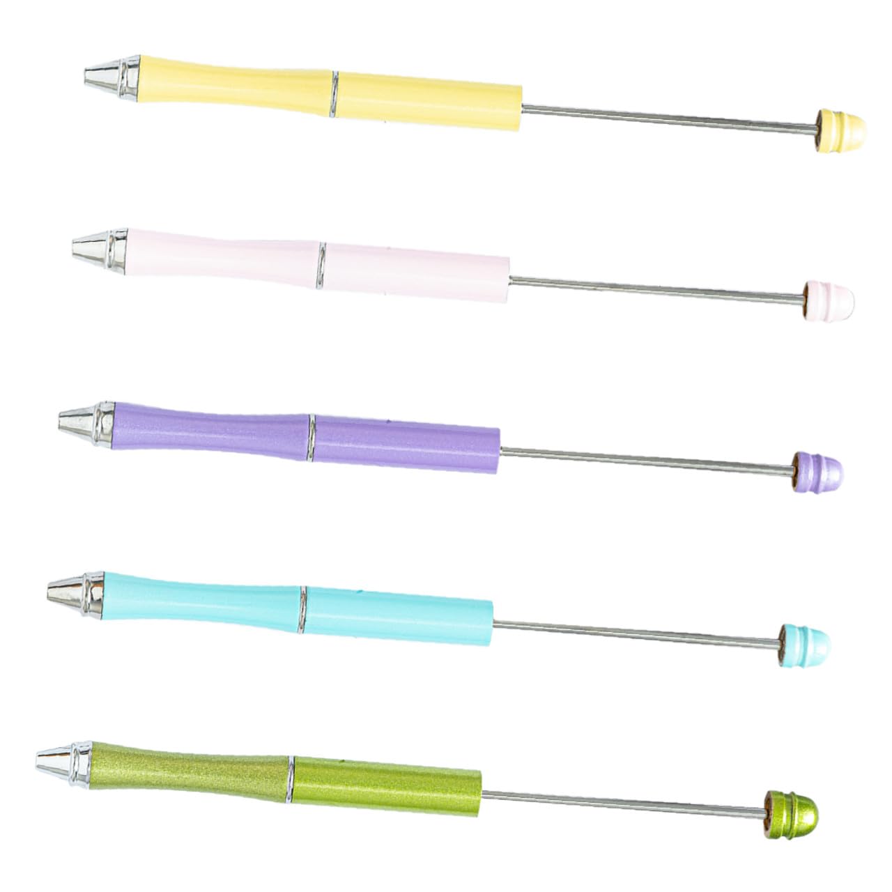 UKCOCO 5pcs Metal Ballpoint Pens Set, Multi-color Pastel Craft Writing Pens for Office, School, DIY Bead Stringing, Household Daily Use