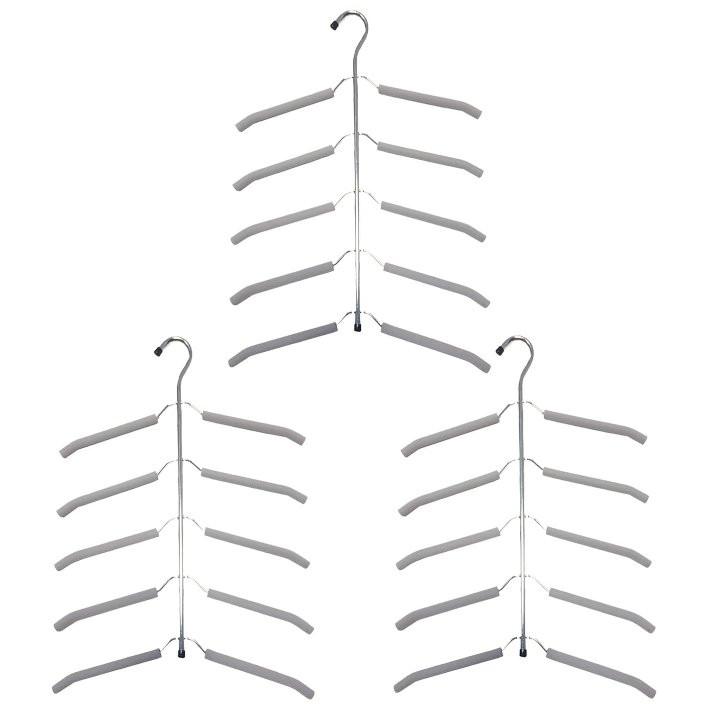 3 Pack 5 in 1 Blouse Tree Hangers Space Saving Clothes Hangers Swing Arm Non Slip Padded Coat Hanger Multi-Layer Clothes Hanger Heavy Duty Stainless Steel Sweater Shirt Hanger（Gray）