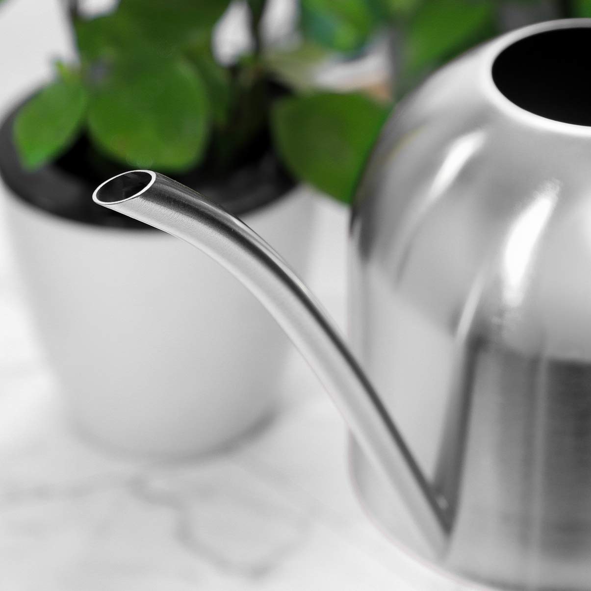 YARNOW 1000ml Stainless Steel Watering can with Long Spout for Indoor Plants, Succulents, and Garden Use (Silver)