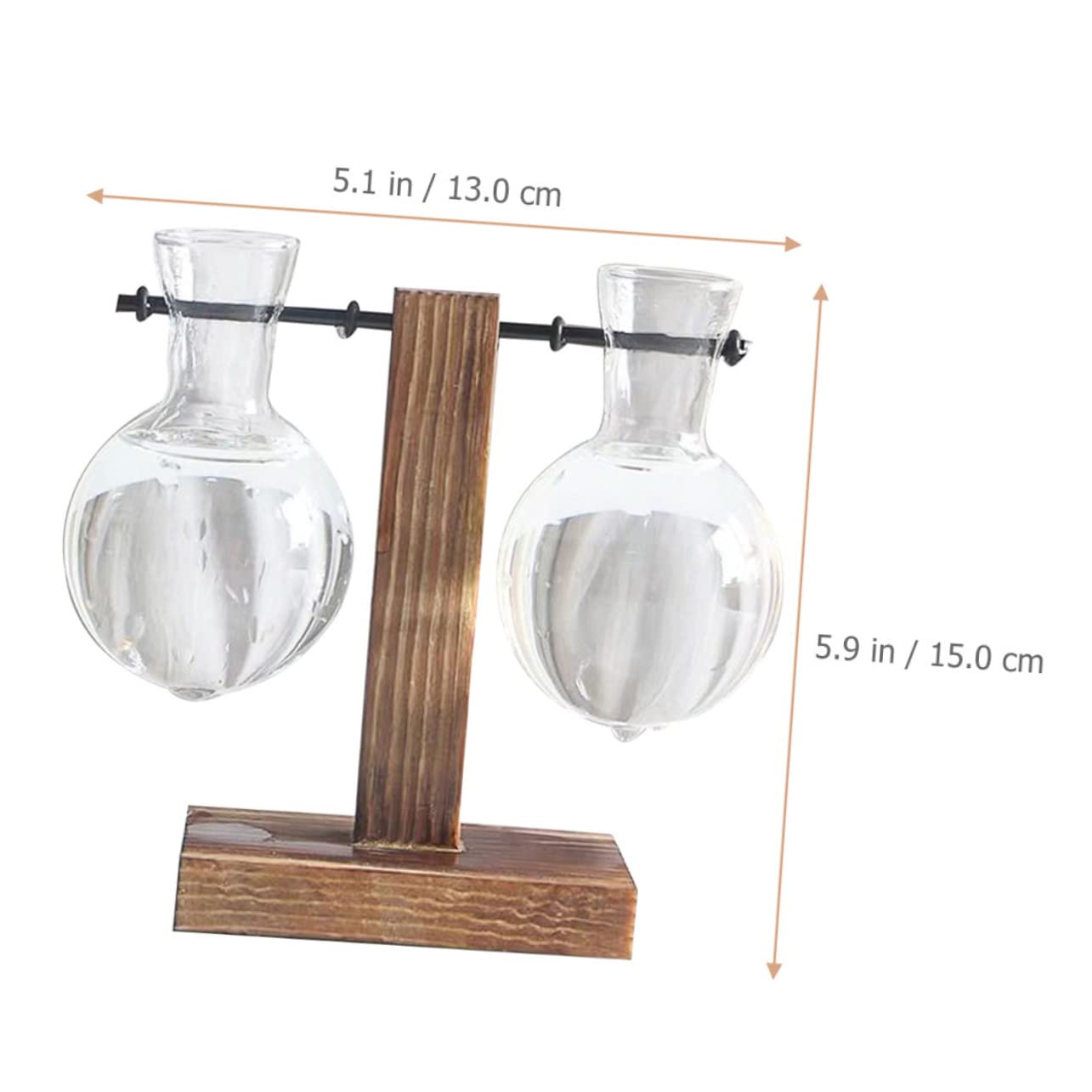 IWOWHERO 2pcs Elegant Hydroponic Plant Terrarium Stand Glass Vase Wooden Base Easy to Assemble for Home Office Decor