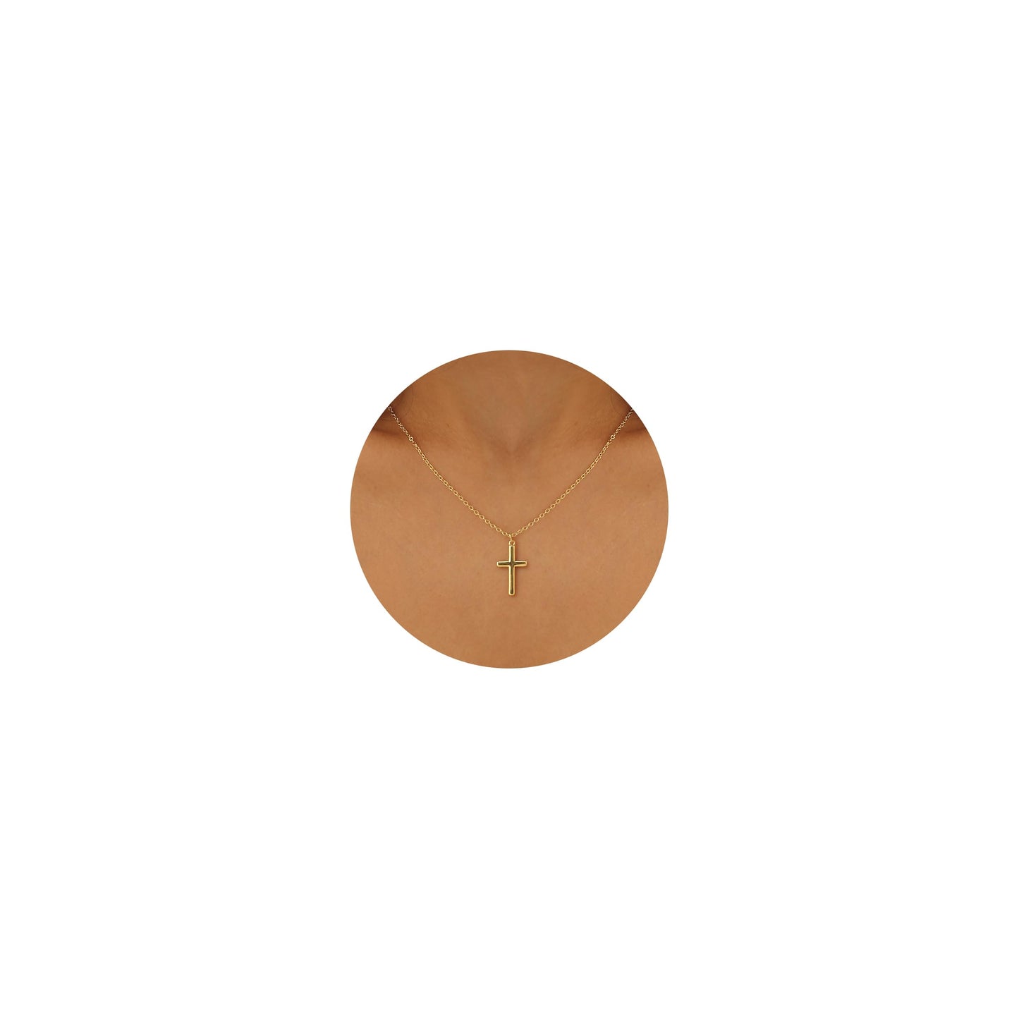 BSGRL Gold Necklace for Women- 14K Gold Plated Dainty Cross Necklace Polished 16.5"+2"