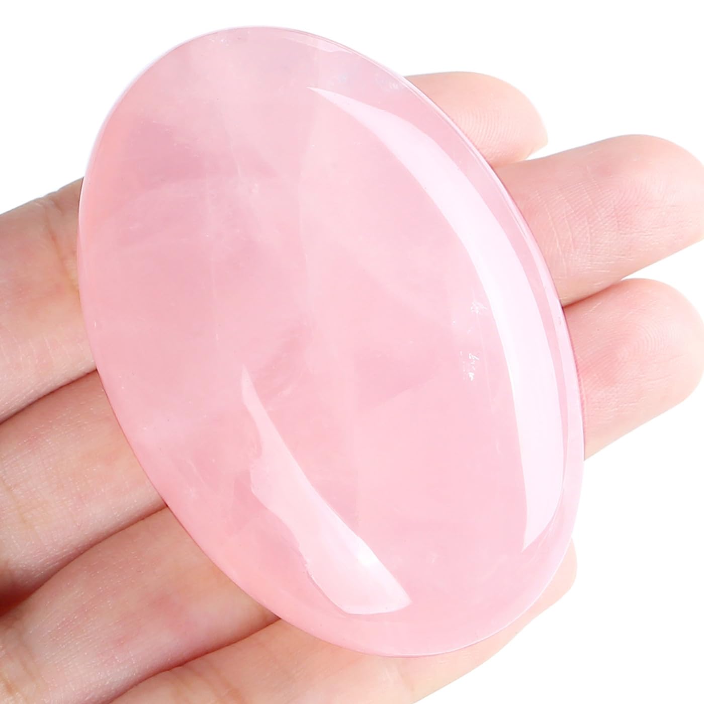 MAIBAOTA 2.4" Large Rose Quartz Crystals Stone Polished Palm Stone Healing Crystals 0.7" Thick Natural Reiki Gemstone Worry Stone Energy Balancing Anxiety Stress Relief Meditation 1 Pc