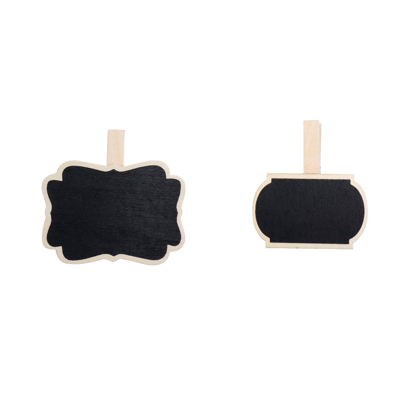 Wealrit 20 PCS Wooden Mini Chalkboard Blackboard with Clip Message Chalk Board Tag Signs Clips Basket Labels Clip for Memo,Note Taking(Flower, Lantern)