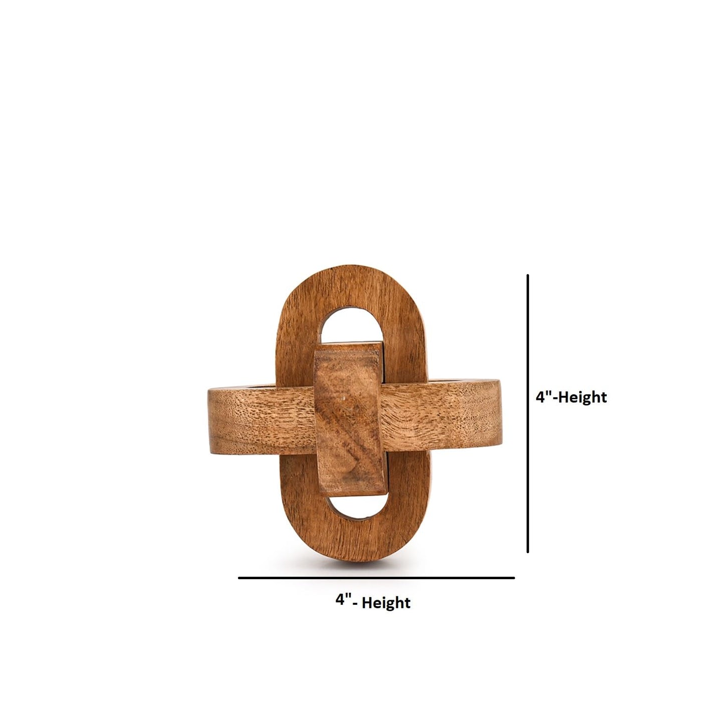 Kimona Statue 3 Link Wooden Knot Hand Carved Home Decoration Crafts Ornaments for Coffee Table Tray Shelf (4" X 4" X 4")