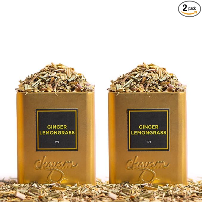 CHAYAM Ginger Lemongrass Tea – 50g/1.77oz Each | Premium Tin Pack | Refreshing Blend with Lemon Peel, Licorice & Spearmint | Herbal Tea | Caffeine-Free | 100% Natural Ingredient - Pack of 2