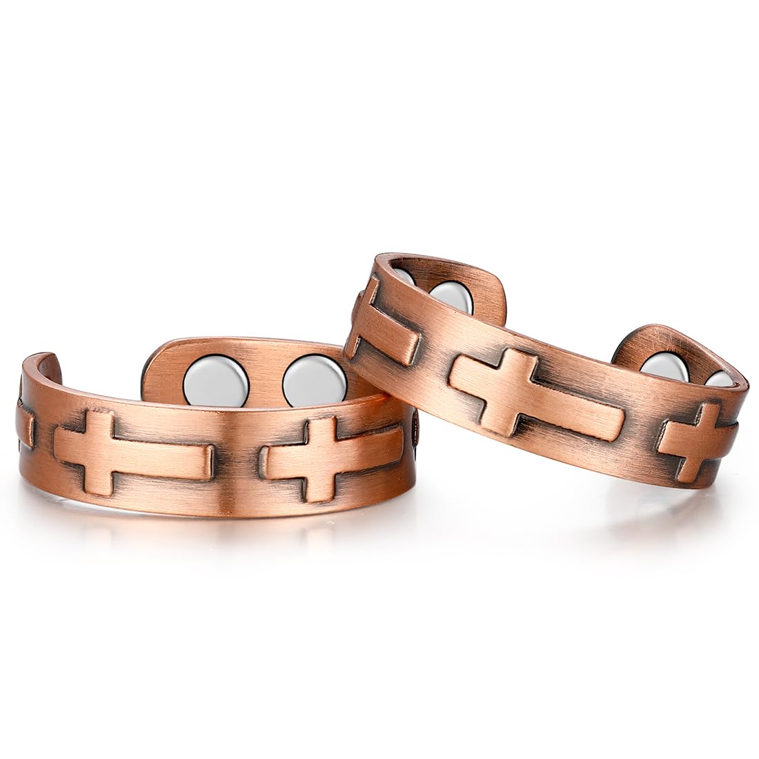 Vicmag Copper Magnetic Rings for Women 99.9% Copper Finger Ring Ultra Strength Magnet Gift Adjustable